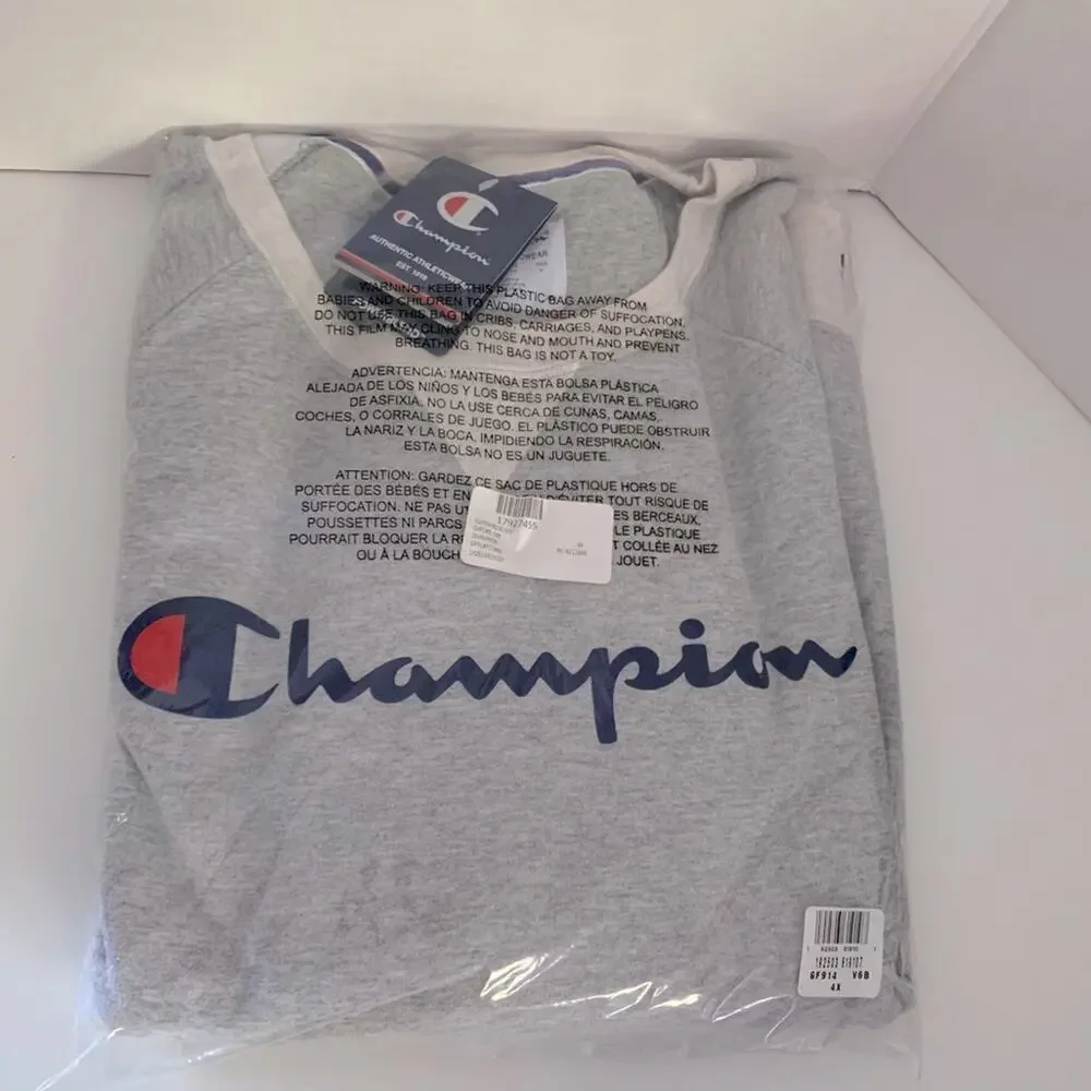 Champion Oxford Fleece pullover sweatshirt grey plus size 4X logo classic - Picture 3 of 13